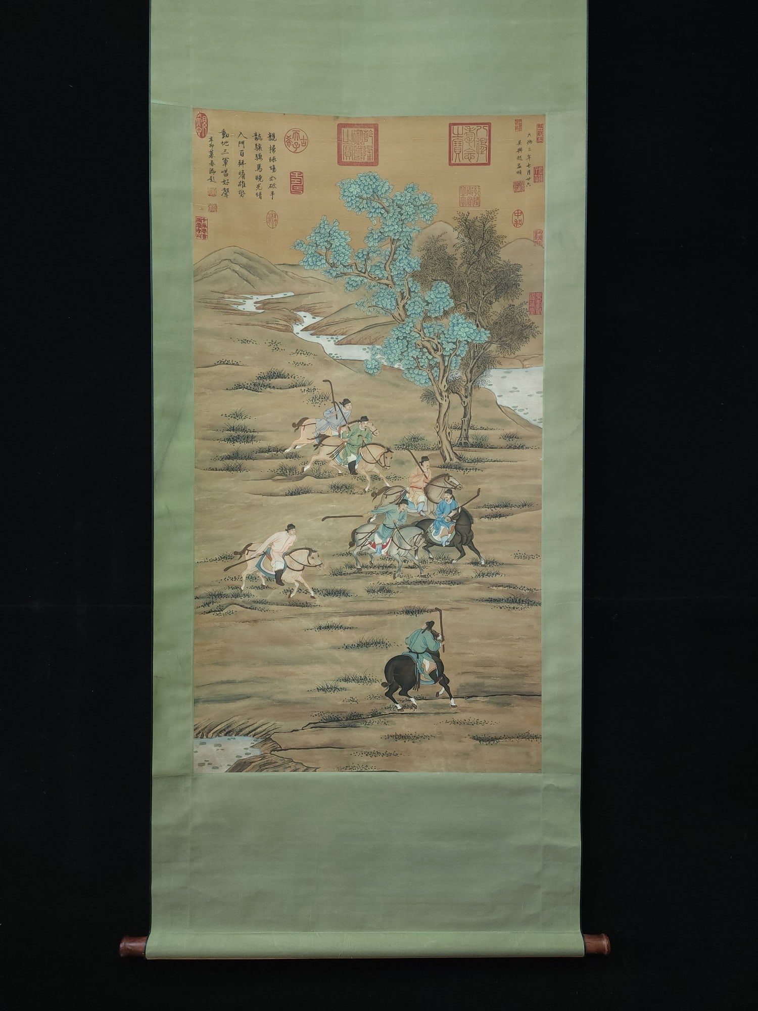 A silk painting of a human horse by Zhao Mengfu from the Yuan dynasty: A silk painting of a human horse by Zhao Mengfu of the Yuan dynasty Size:126cm 67cm Size:126cm 67cm (The Dimensions Of All Batches Are Manually Measured.If You Need More Detailed Information, Please