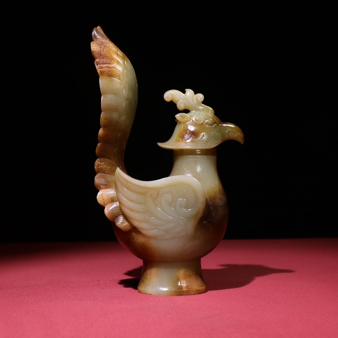 A finely crafted fully innocent white jade phoenix vessel: Exquisite full-blown white jade phoenix bird vessel (The Dimensions Of All Batches Are Manually Measured.If You Need More Detailed Information, Please Contact Our Customer Service Before Bidding.)