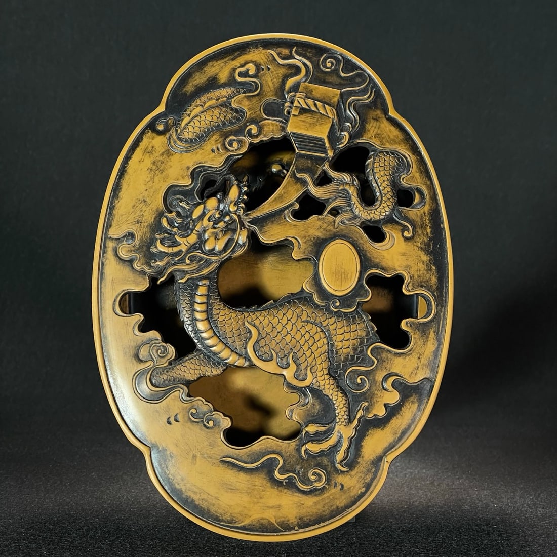 A beautiful hollow flying dragon book gift book two-body four-legged stone box with pine flower (1 of 10)
