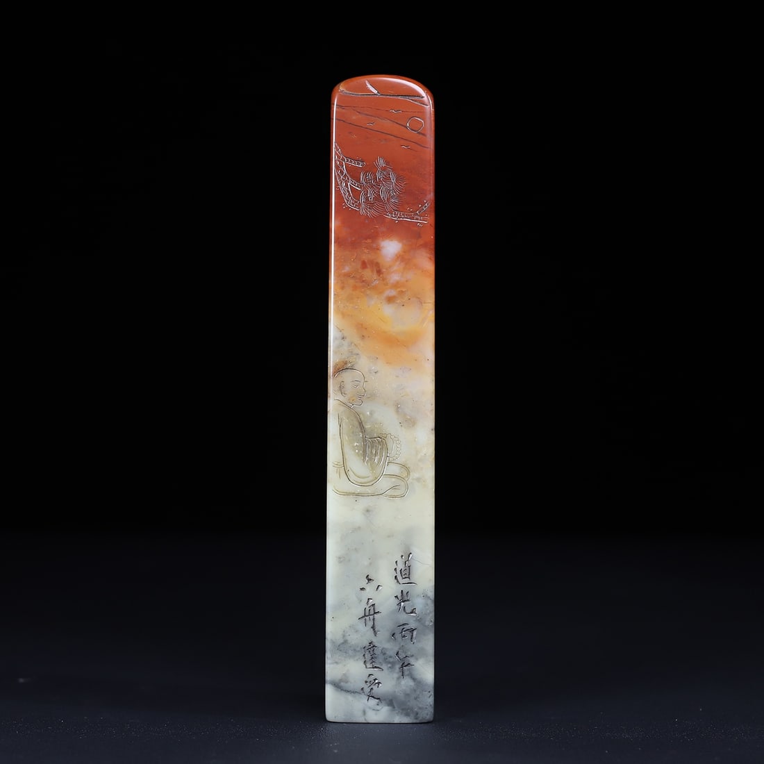 A fine Shoushan stone Bodhidharma Enlightenment Zen seal carved with thin meaning (1 of 10)