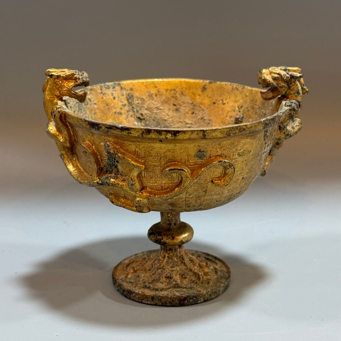 A beautiful gilded copper goblet with dry pit wine glass (1 of 9)