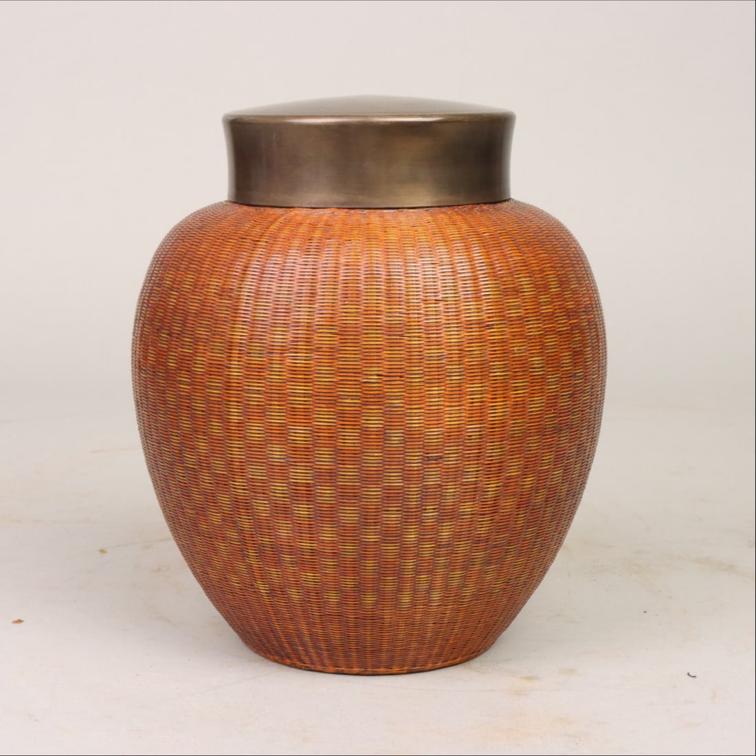 A beautifully woven bamboo teapot wrapped in tin (1 of 6)