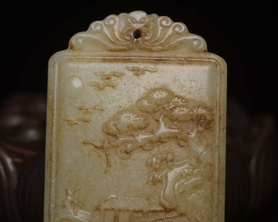 A fine Hetian jade plaque - 6