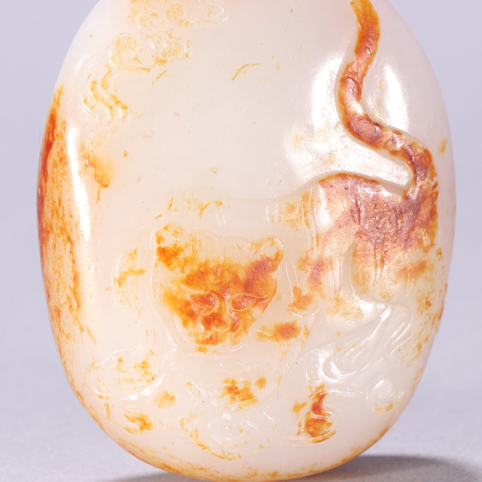 A delicate Hetian jade seed jade tiger-patterned handle - 2