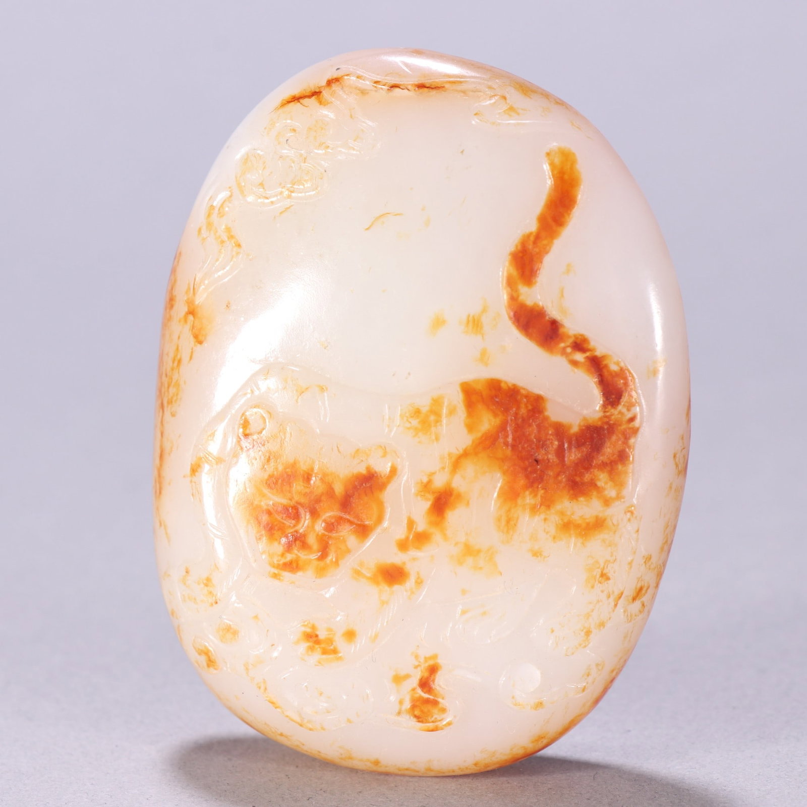 A delicate Hetian jade seed jade tiger-patterned handle - 3