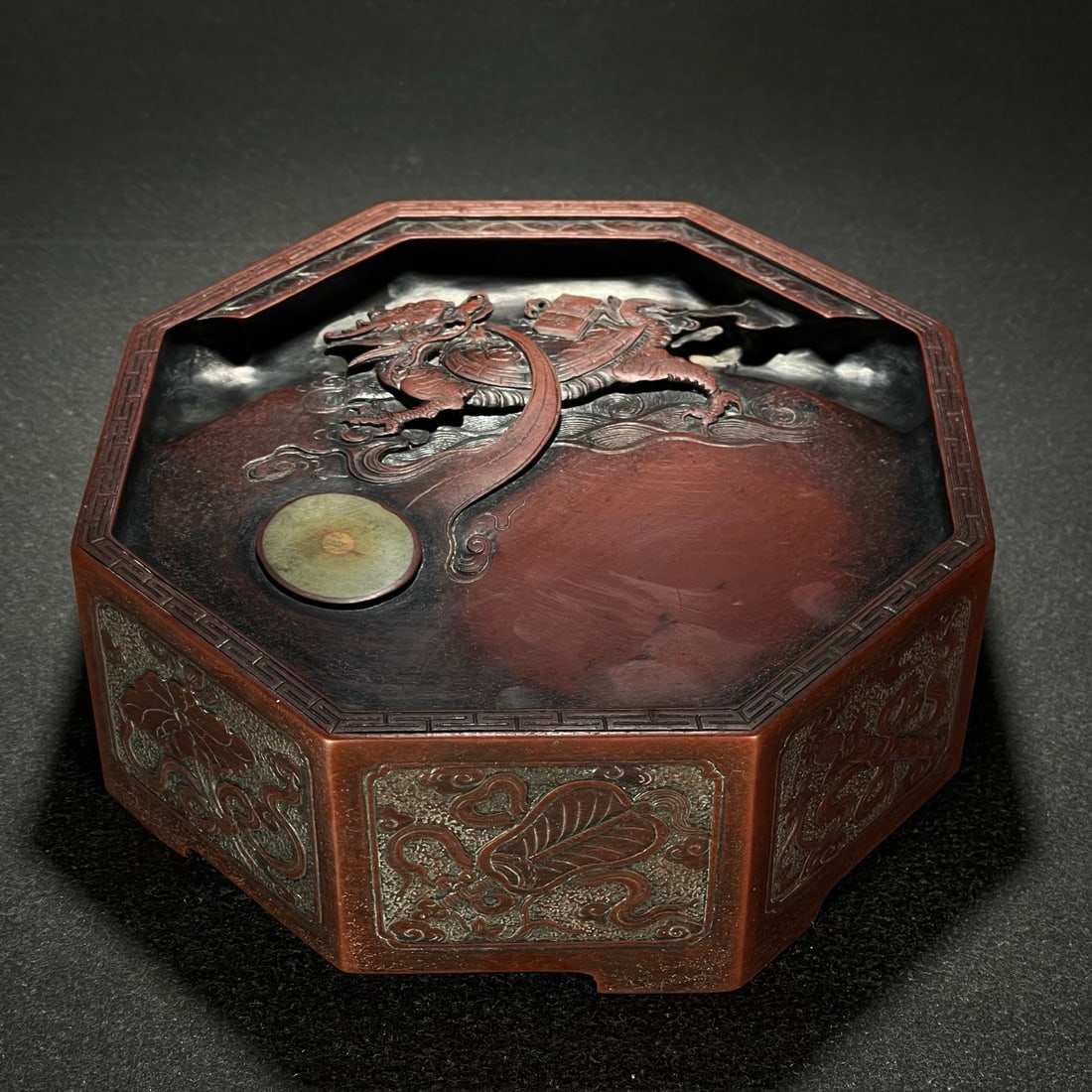 A beautiful Eight Immortals double-sided Qilin Gifting Treasure fully crafted Duan inkstone (1 of 12)