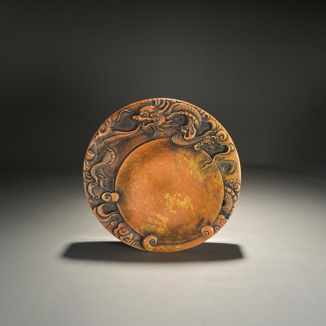 A finely crafted red-silk flying dragon playing in the water inkstone (1 of 9)