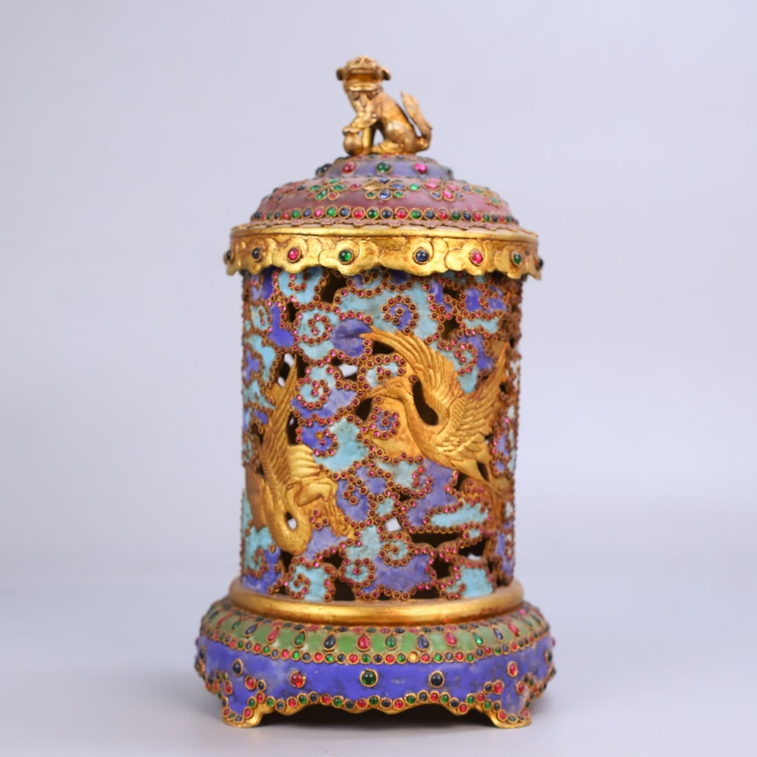A beautiful cloisonne inlaid gemstone incense double phoenix ornament: Exquisite cloisonne inlaid with gemstone-inlaid incense double phoenix ornaments Size: H: 30cm W: 17cm W: 2.127 kg Size: H: 30cm W: 17cm W: 2.127 kg (The Dimensions Of All Batches Are Manually Measure