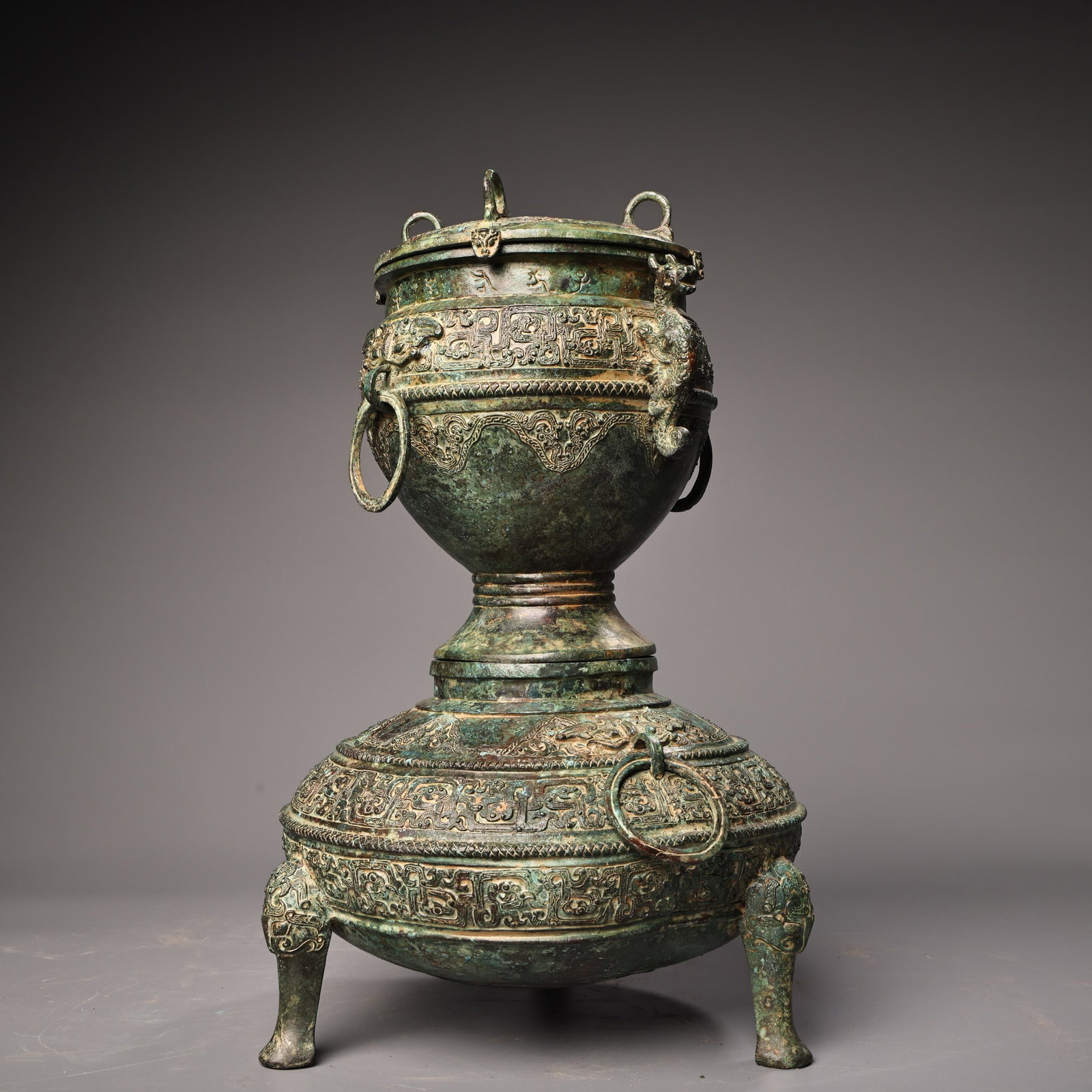 A fine bronze double-layer wine warmer - 2