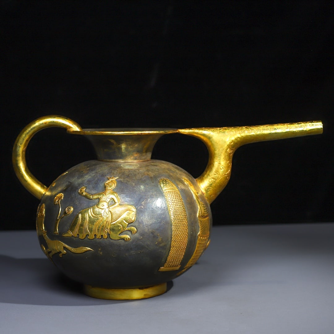 A finely crafted high-relief gilded Persian teapot (1 of 10)