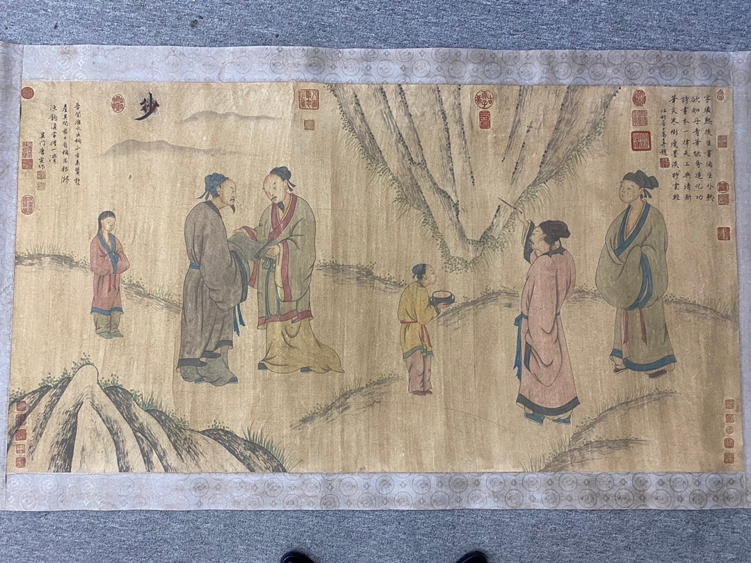 A six-foot paper horizontal inscription of a figure by Tang Yin from the Ming Dynasty: Tang Yin's six-foot paper horizontal inscription on a figure from the Ming Dynasty Size:168.8x90cm Size:168.8x90cm (The Dimensions Of All Batches Are Manually Measured.If You Need More Detailed Inform