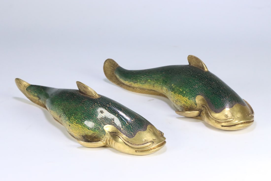 A pair of cloisonne 'Year After Year Abundance' ornaments made during the Qianlong period of the (1 of 9)