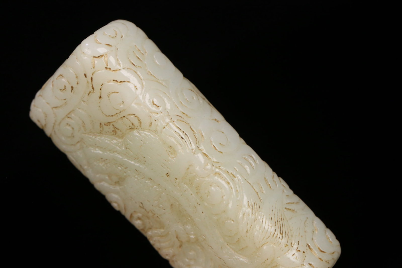 A delicate Hetian jade dragon pattern handle - 7