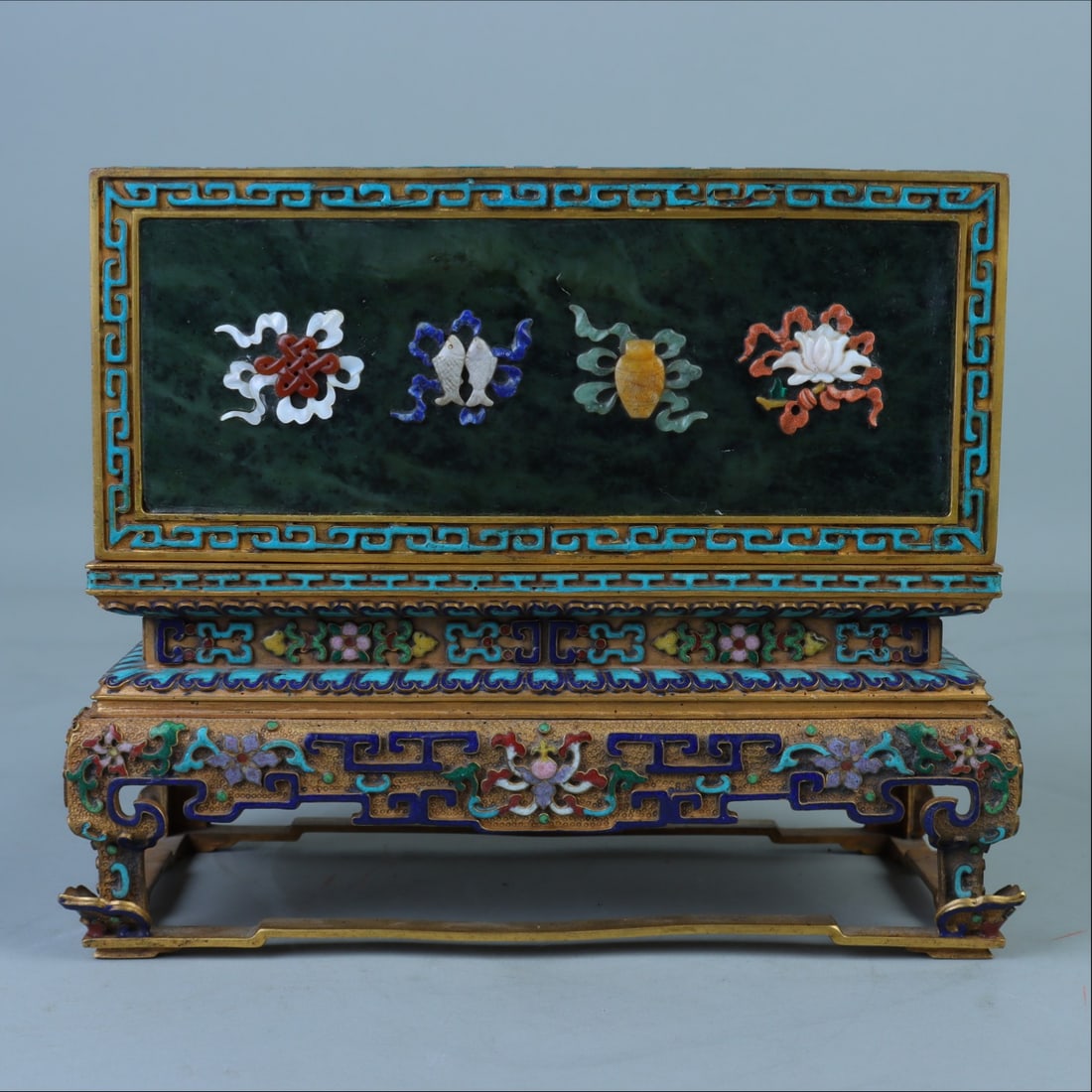 A finely crafted jade-inlaid Eight Immortals Dragon Inkstone (1 of 9)