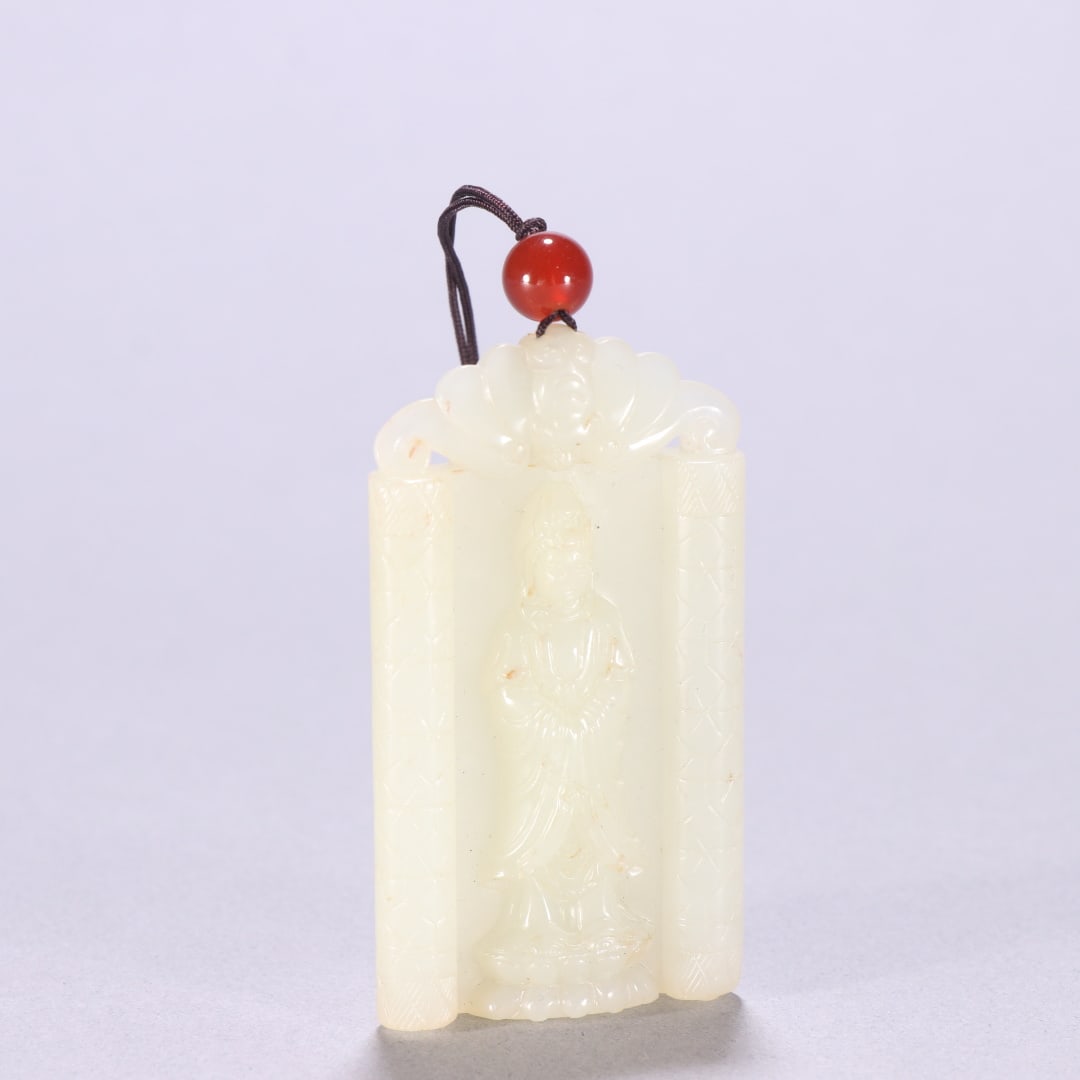 A Qing Dynasty Hetian jade Guanyin plaque (1 of 9)