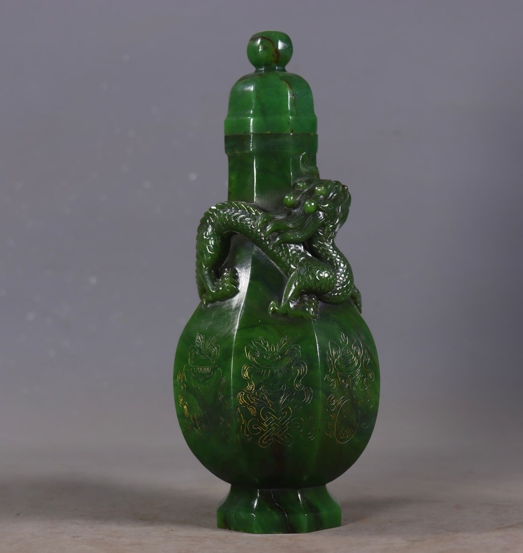 An Exquisite Jasper Dragon Pattern Vase - 5