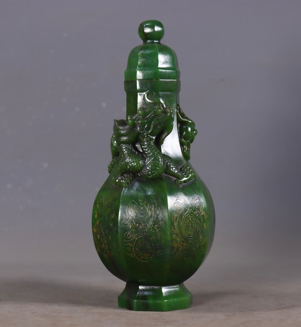 An Exquisite Jasper Dragon Pattern Vase - 6