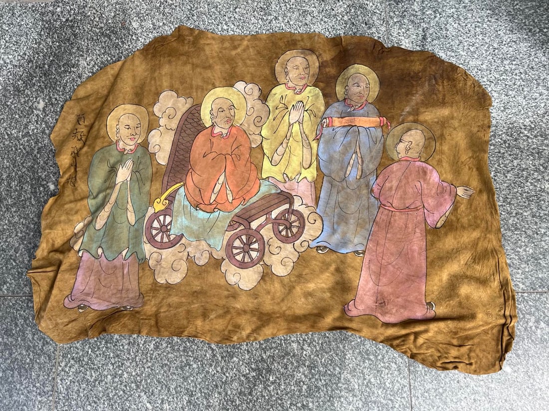 A handmade sheepskin painting from the Liao and Jin dynasties in a Buddhist style (1 of 7)