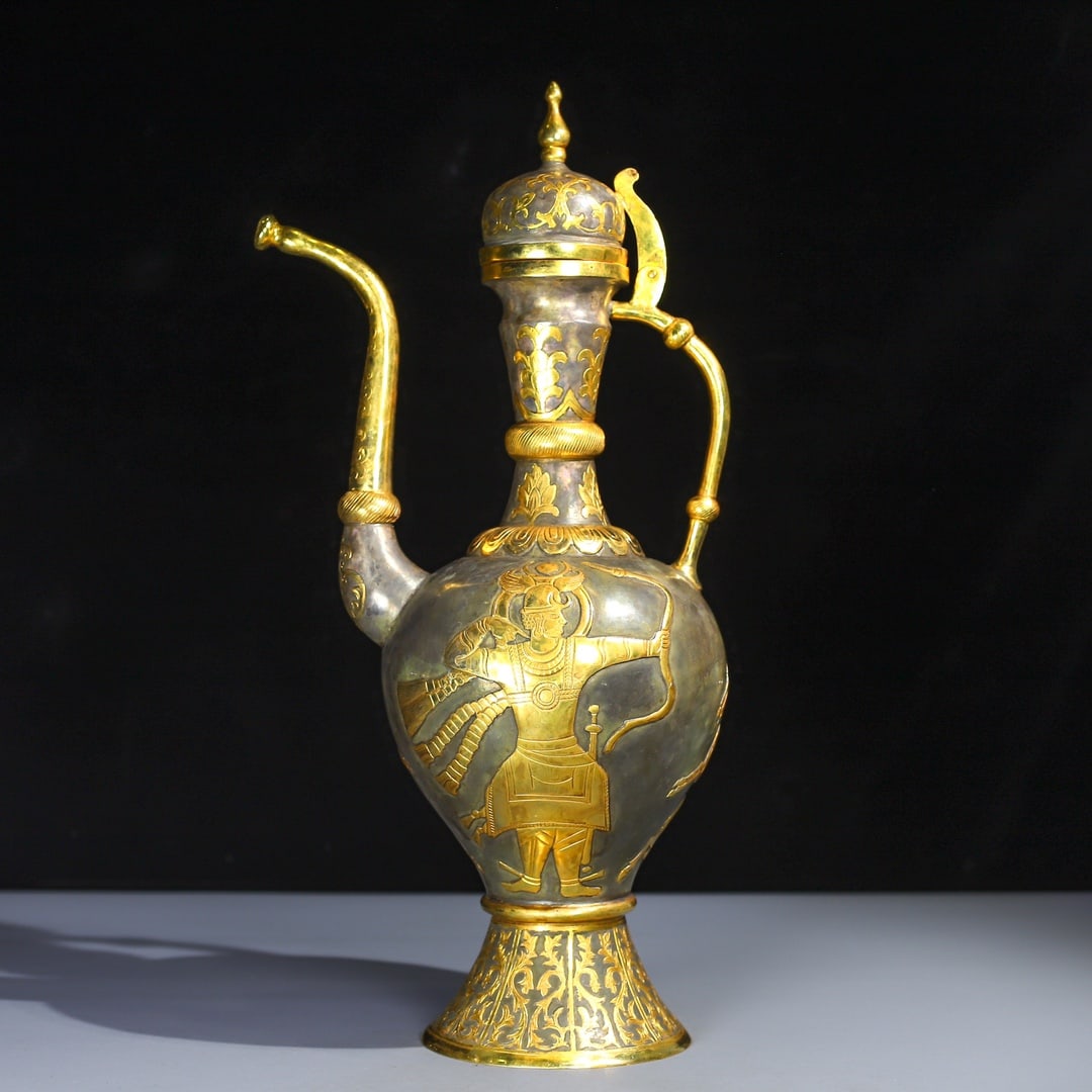 A finely crafted Persian teapot with gilded relief and engraved carvings (1 of 10)