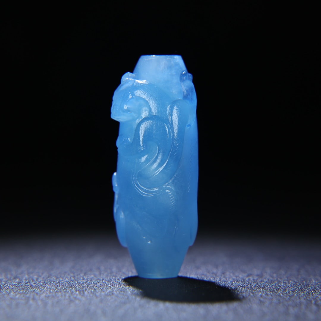 A beautiful aquamarine chilong lezi: Exquisite aquamarine Chilong Lezi Size:5.6x2.6x2.2cm W: 0.042 kg (The Dimensions Of All Batches Are Manually Measured.If You Need More Detailed Information, Please Contact Our Customer Service Before 