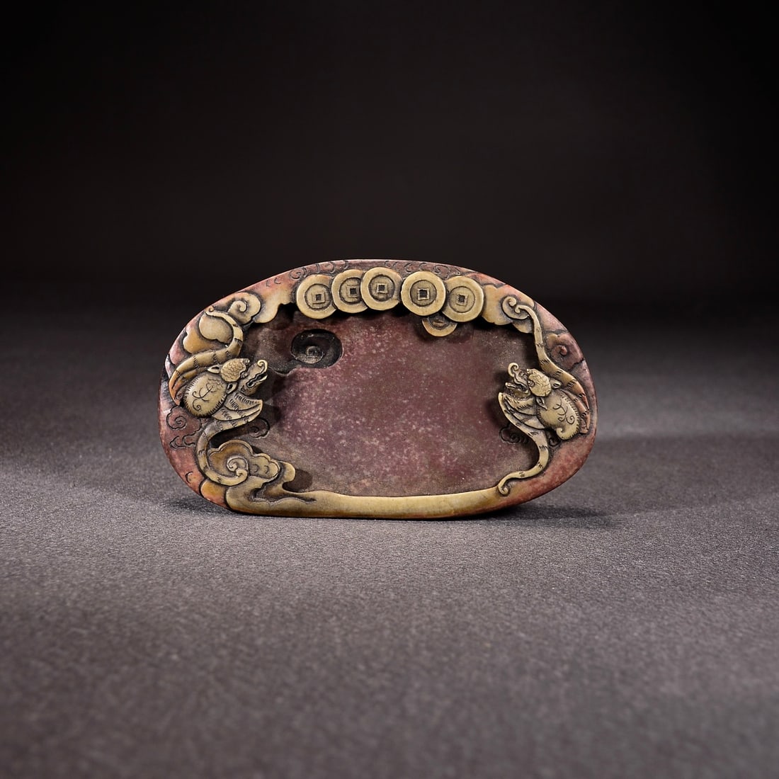 A delicate purple robe with a jade belt and fortune before my eyes: Exquisite purple robes and jade belts are before my eyes, inkstone Size:14.6x8.2x2.5cm W: 0.586 kg (The Dimensions Of All Batches Are Manually Measured.If You Need More Detailed Information, Please Co