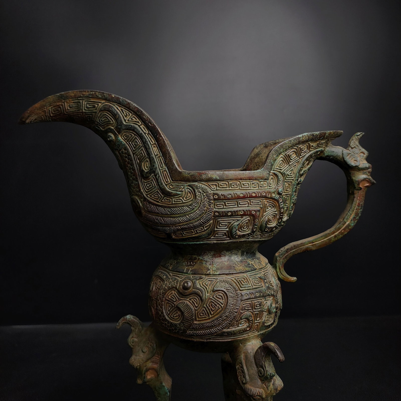 An Exquisite Bronze Dragon Pattern Goblet - 2