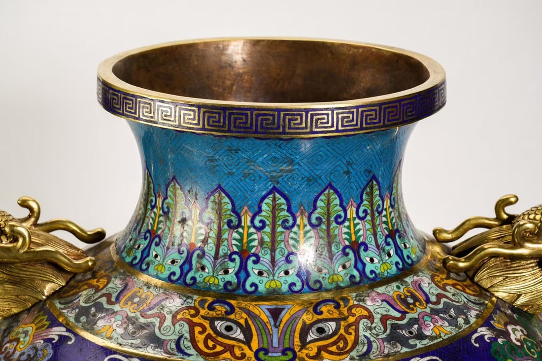 A Exquisite Cloisonne Beast-Face Pattern Dragon Pattern Vase - 2