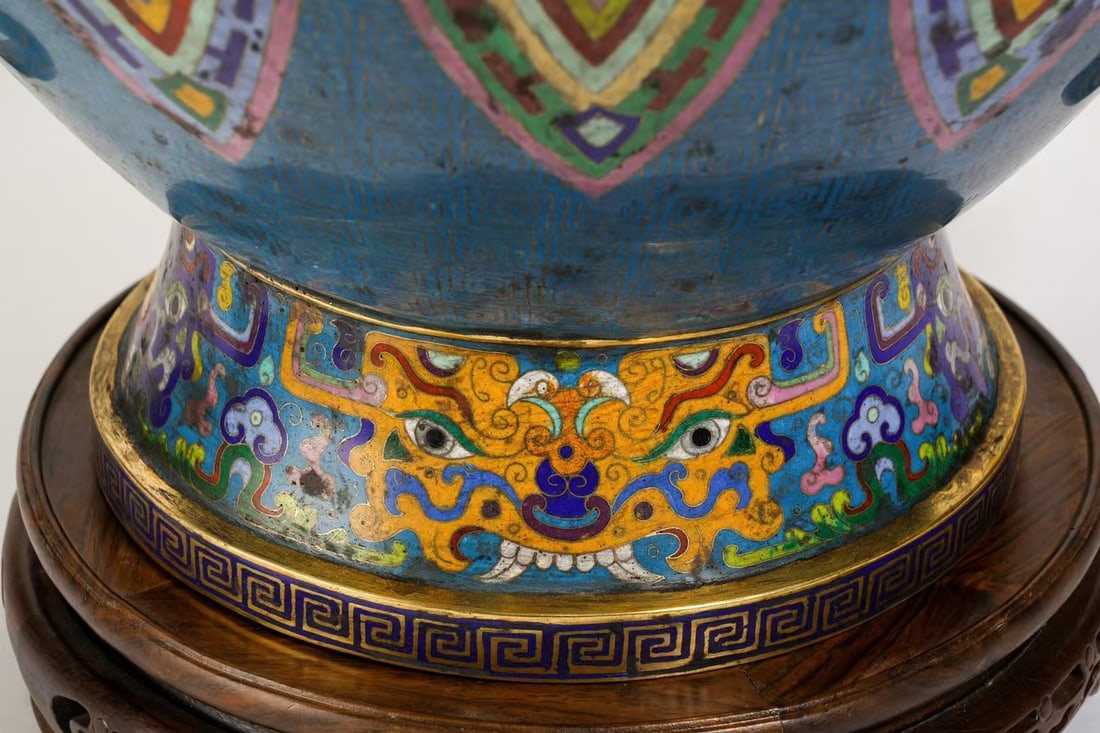 A Exquisite Cloisonne Beast-Face Pattern Dragon Pattern Vase - 7