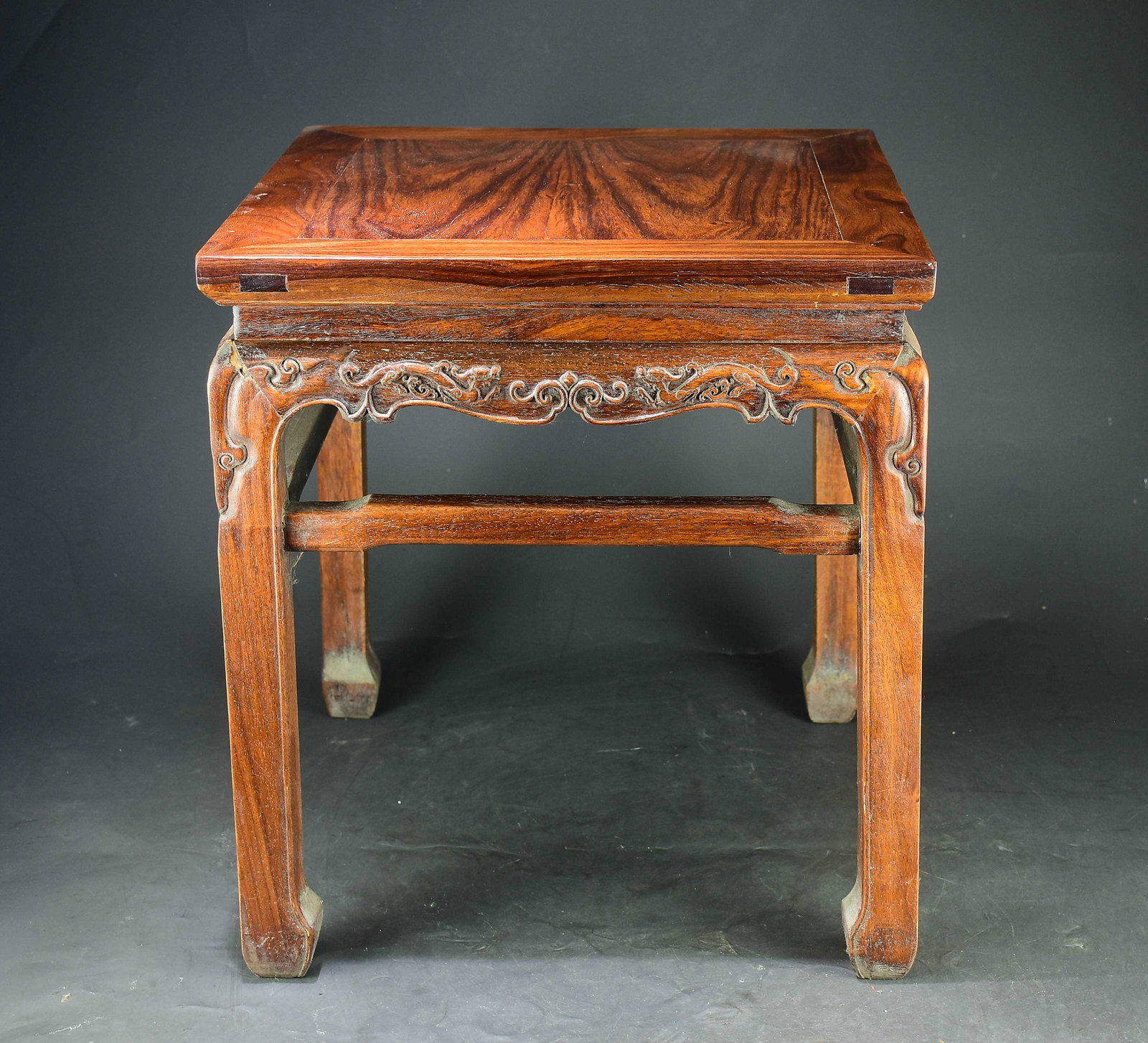 A beautifully carved dragon-patterned square stool made of huanghuali wood (1 of 11)