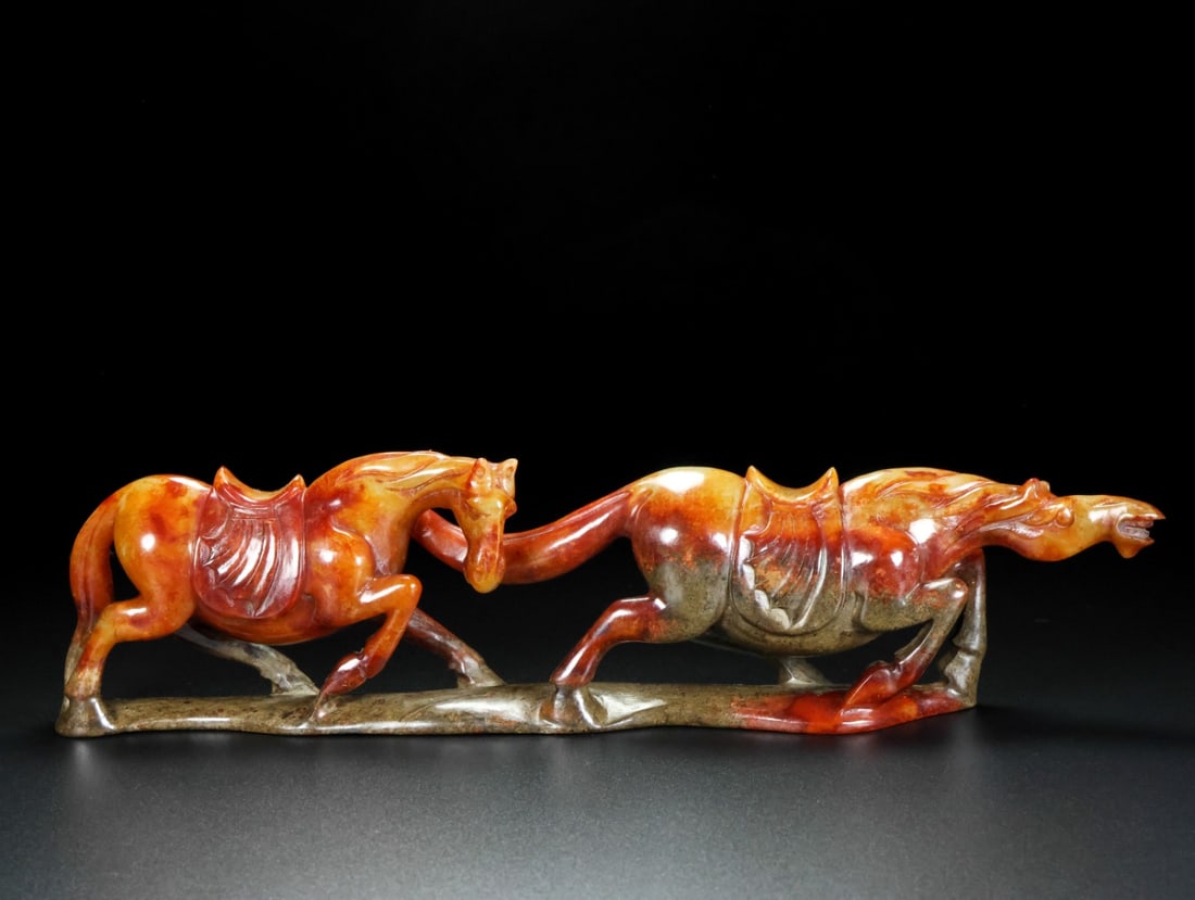 A beautiful pair of Hetian jade horses (1 of 9)