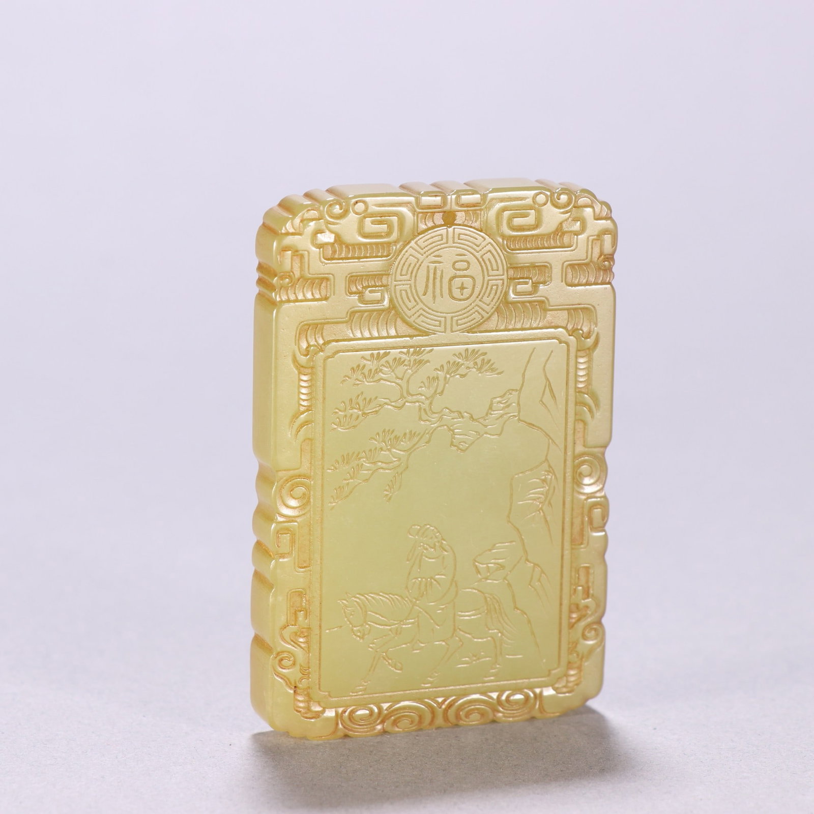 A Qing Dynasty Hetian yellow jade character story plaque: Stories of Hetian yellow jade figures from the Qing Dynasty are displayed Size:H:6cm W:4cm W:0.0471kg (The Dimensions Of All Batches Are Manually Measured.If You Need More Detailed Information, Please