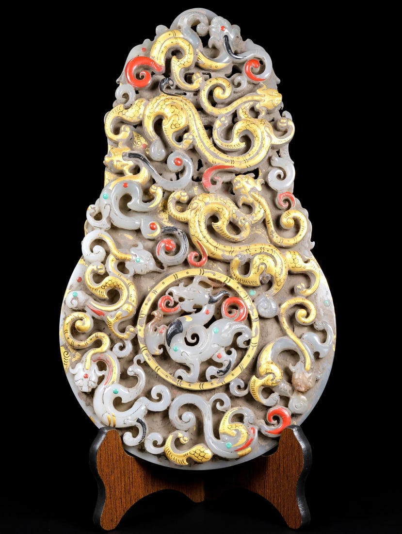 A beautiful Hetian jade jade wall: Exquisite Hetian jade walls Size: L: 20.5 cm x T: 2.3 cm x H: 54.5 cm W: 1.924 kg (The Dimensions Of All Batches Are Manually Measured.If You Need More Detailed Information, Please Contact Our Custome