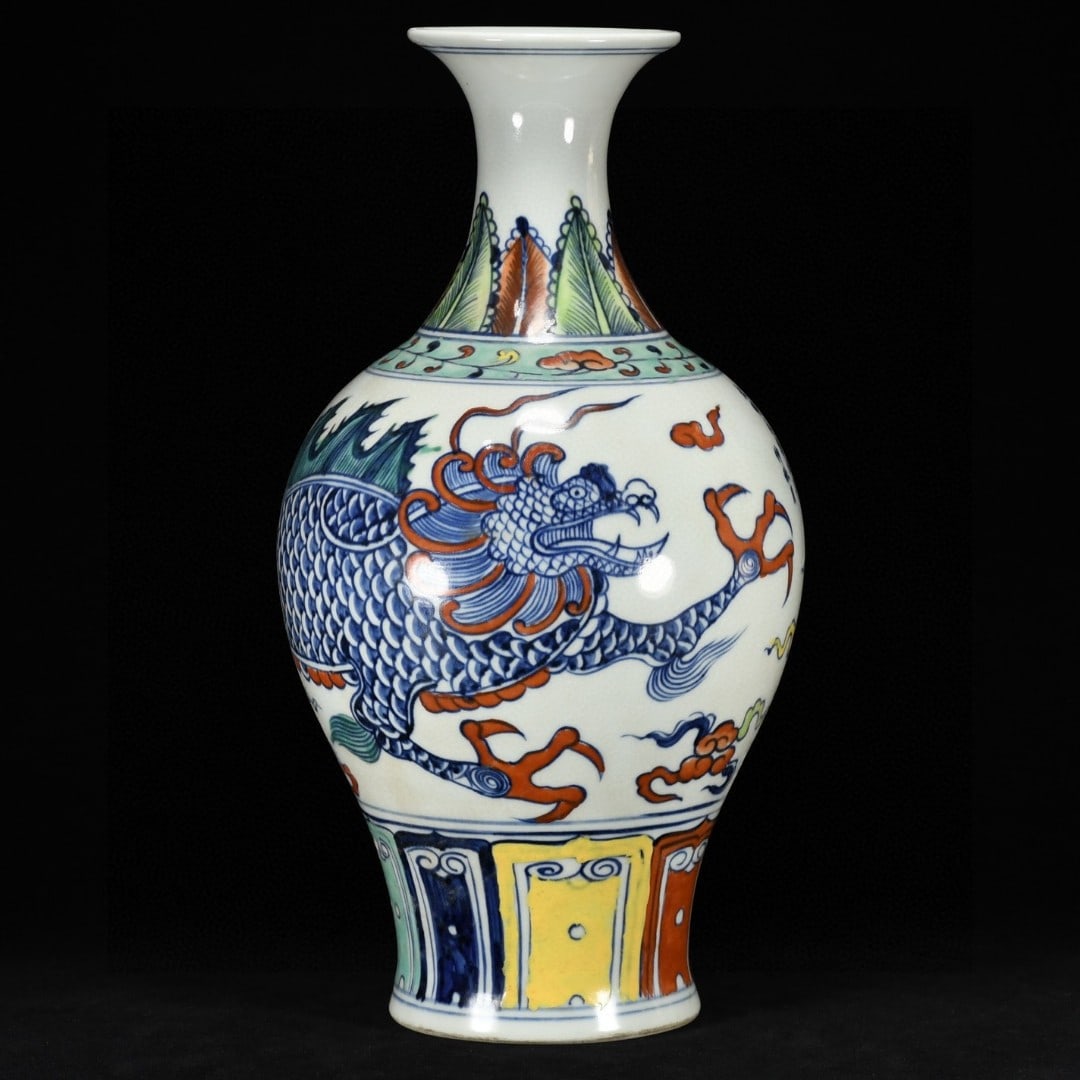A Ming Dynasty Yongle period gifted doucai fish transformed into a dragon paired vase (1 of 8)