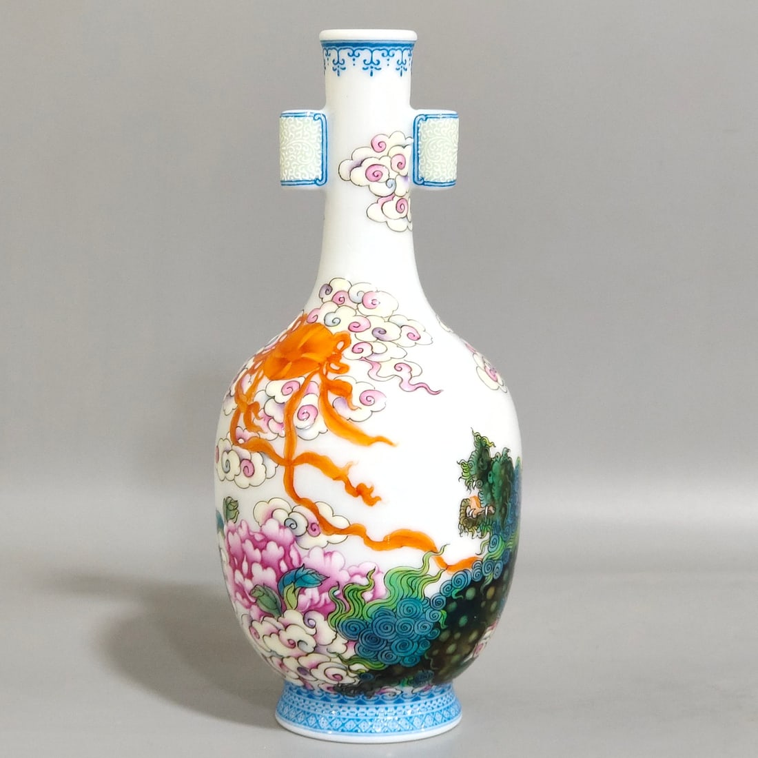 A small enamel vase titled 'Everything Goes Wish' double-handled vase from the Yongzheng period of (1 of 7)
