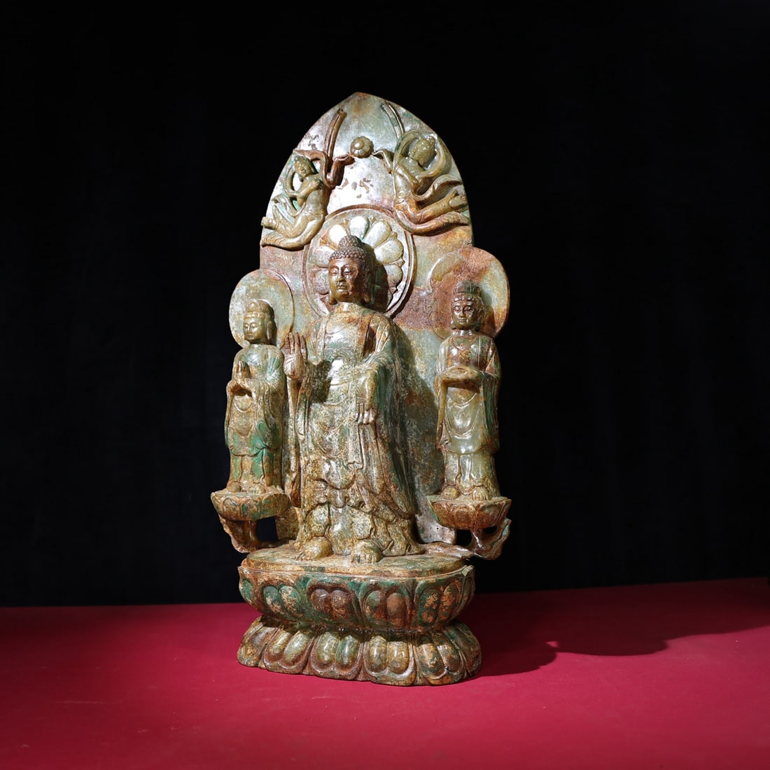 A beautiful Hetian seed raw clay pit full of Qin Buddha statue: Exquisite Hetian seed material raw pit Qin Buddha statue Size:54x31.8x10cm W: 128 kg (The Dimensions Of All Batches Are Manually Measured.If You Need More Detailed Information, Please Contact Our Cust