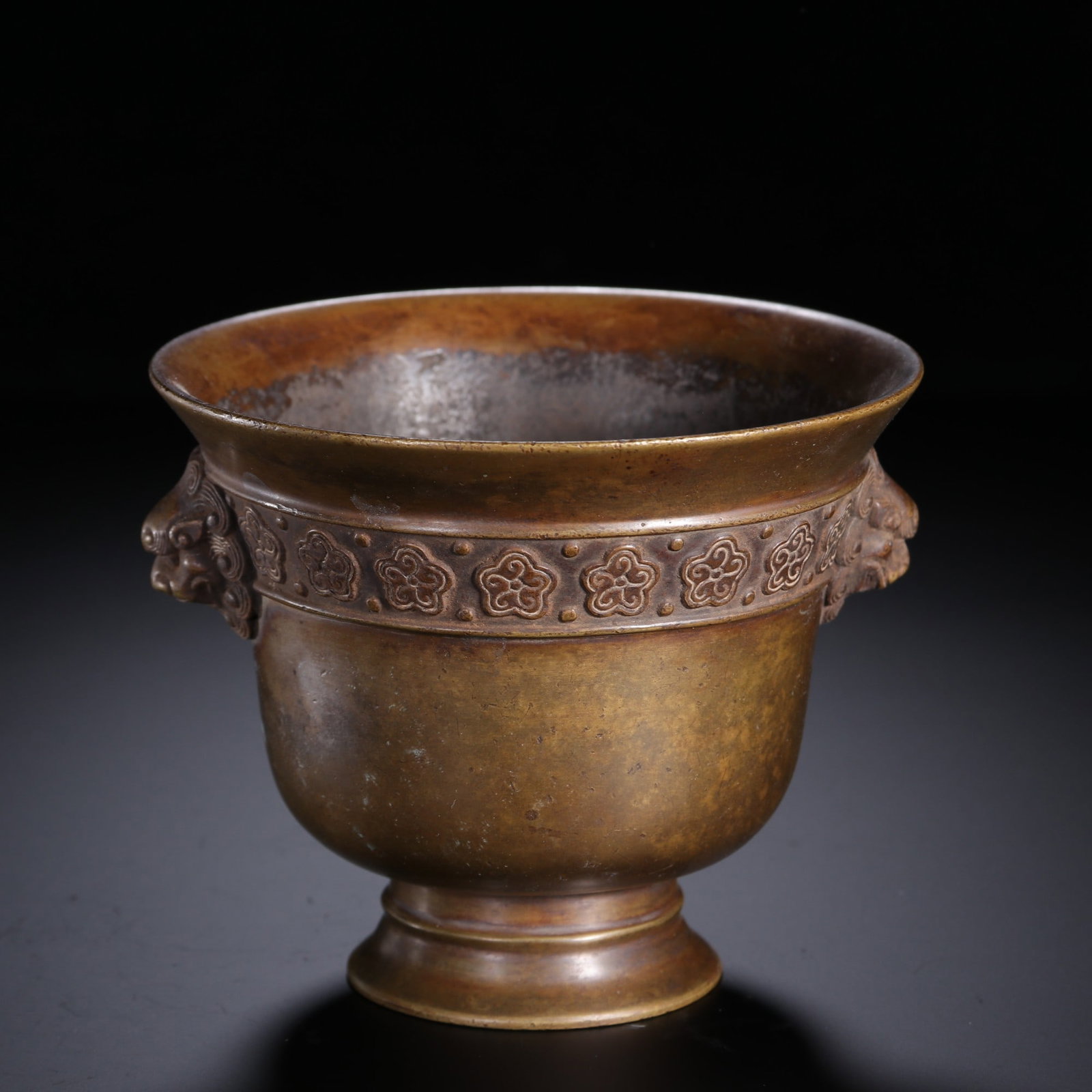 A Qing Dynasty bronze-bodied lion-headed zun-style incense burner (1 of 9)