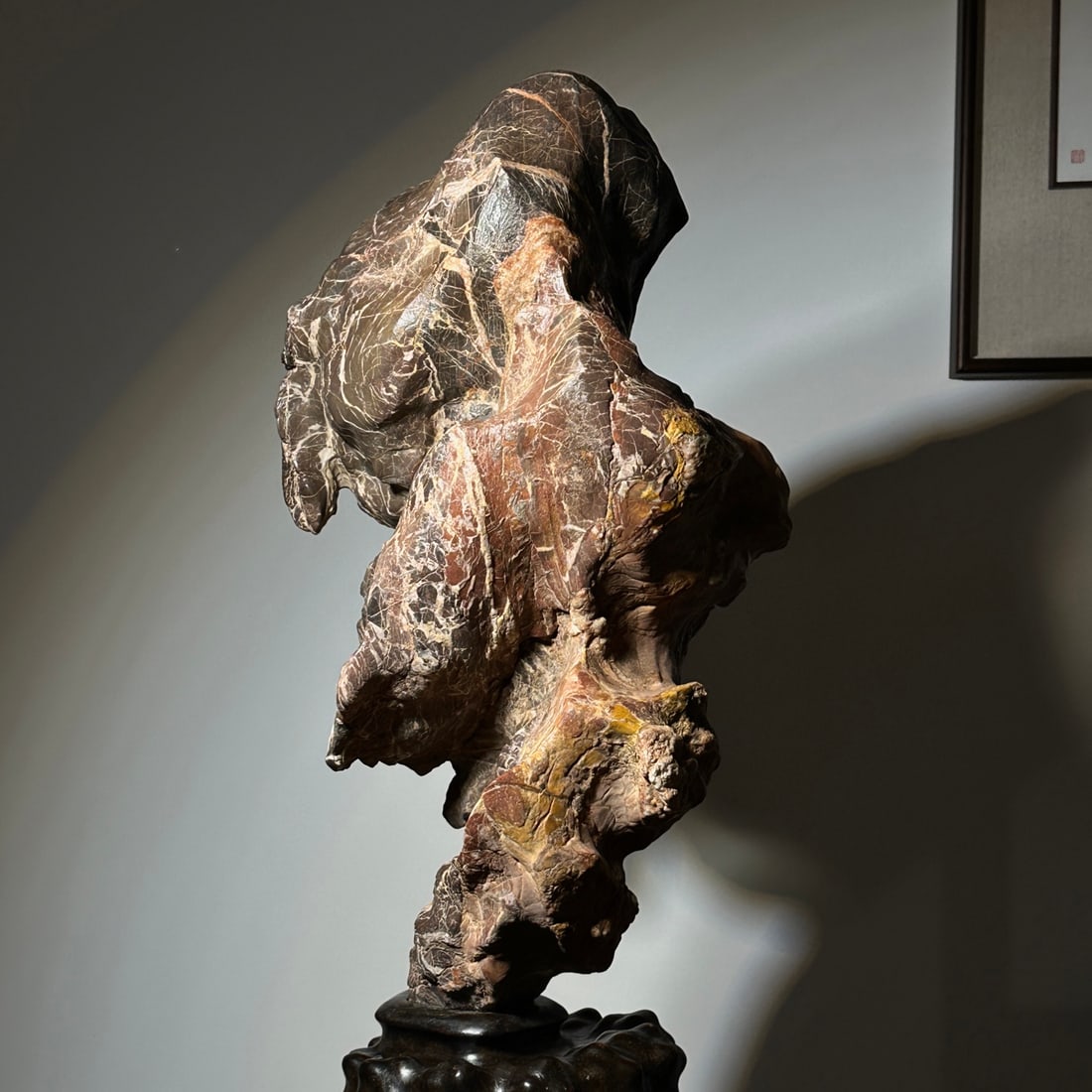 A fine tribute of a colorful Lingbi stone standing as tribute (1 of 6)