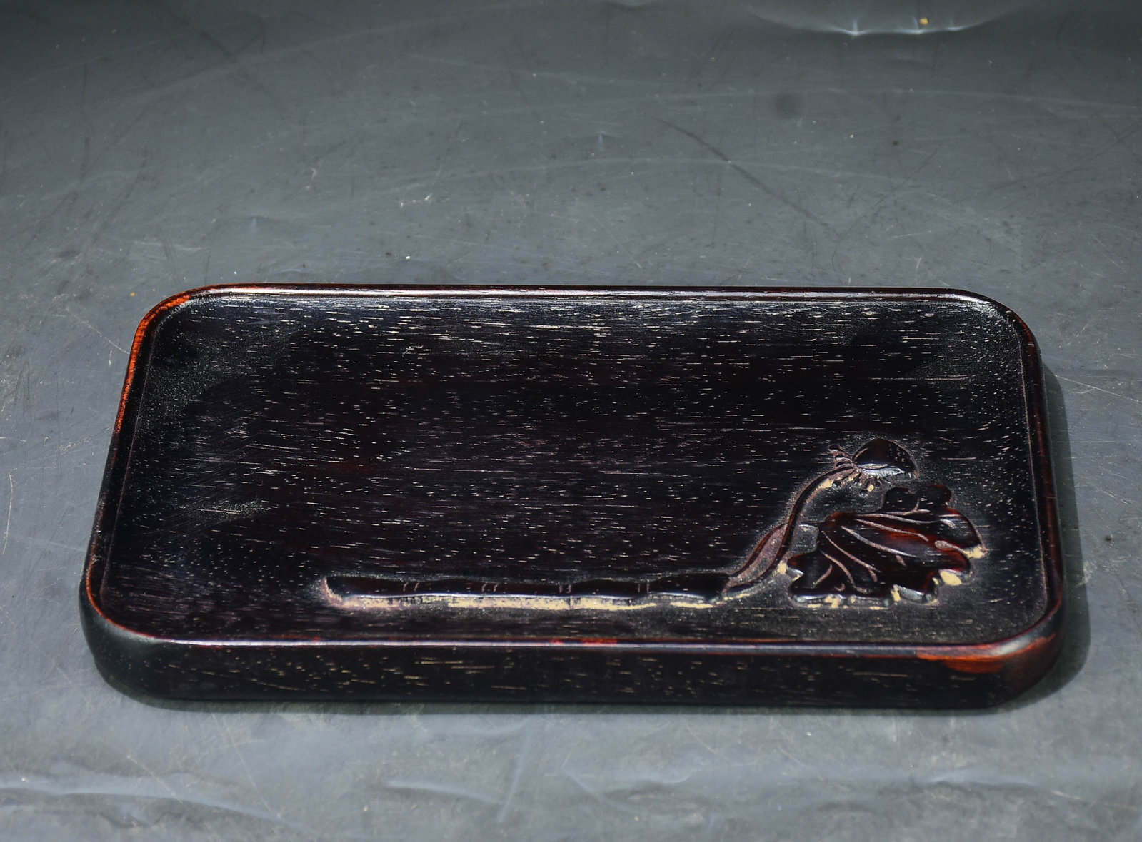 A beautifully carved rosewood lotus tea tray coaster (1 of 6)