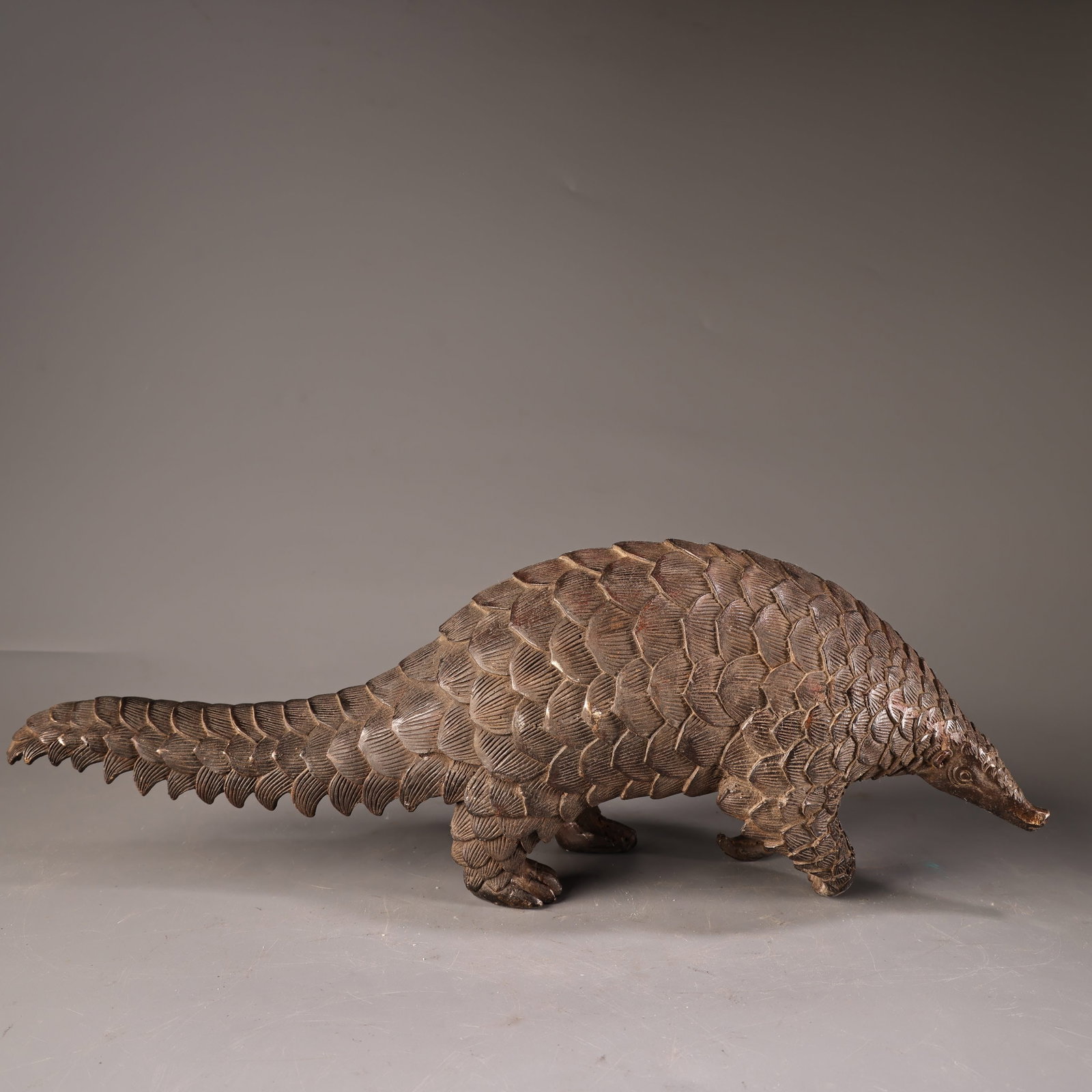 A finely crafted pure copper high-relief engraved pangolin