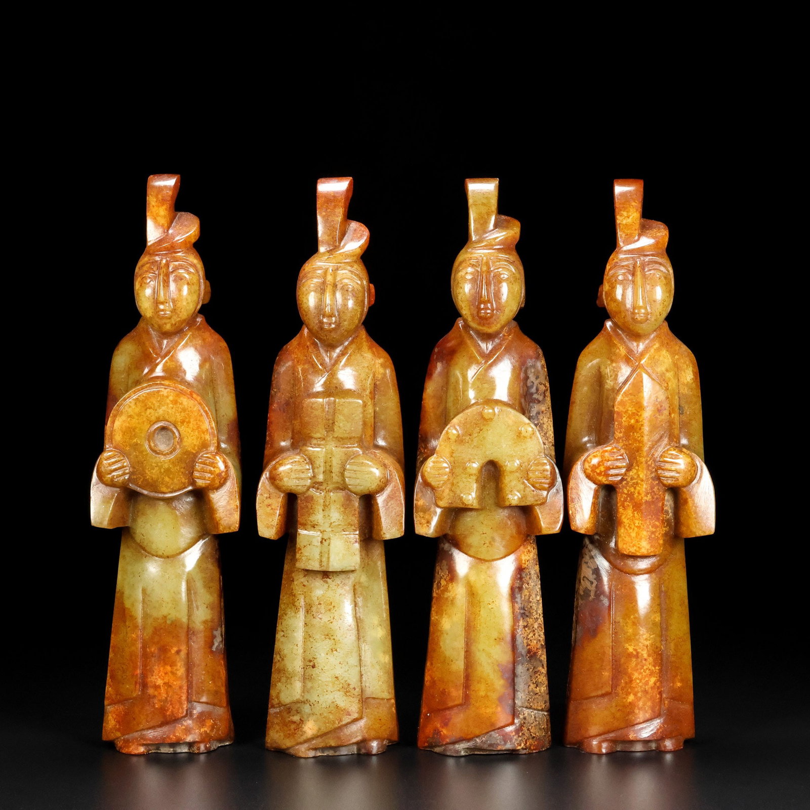 A Set of Fine White Jade Figure Ornaments: A Set of Fine White Jade Figure Ornaments,Qing Dynasty,China,Size:18cmx5cmx3.5cm,Total Weight:1075g (The Dimensions Of All Batches Are Manually Measured.If You Need More Detailed Information, Please C