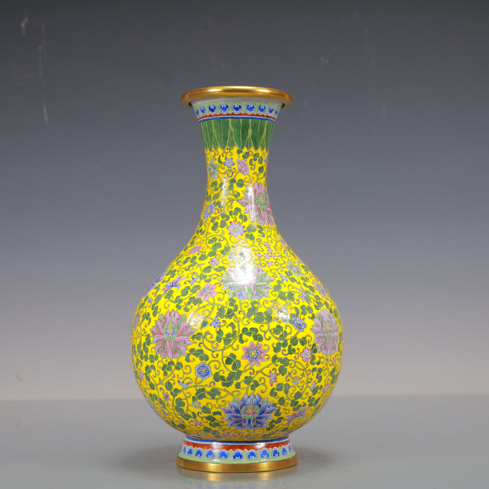 A Exquisite Coppery Enamel Lotus Pattern Vase (1 of 8)