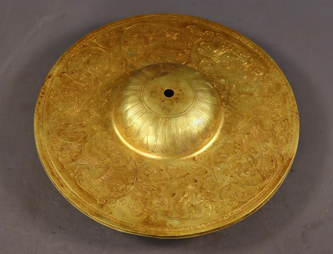 An Exquisite Gilt Bronze Lotus and Auspicious Beast Pattern Ornament
