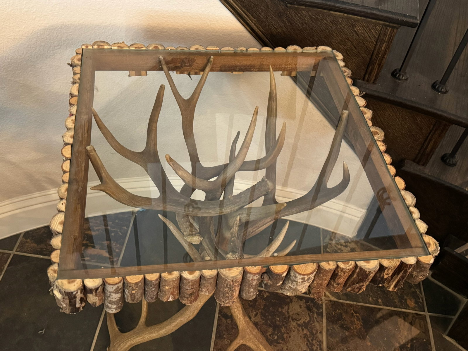 Rustic Elk / Deer Antler Base Side Table - 2