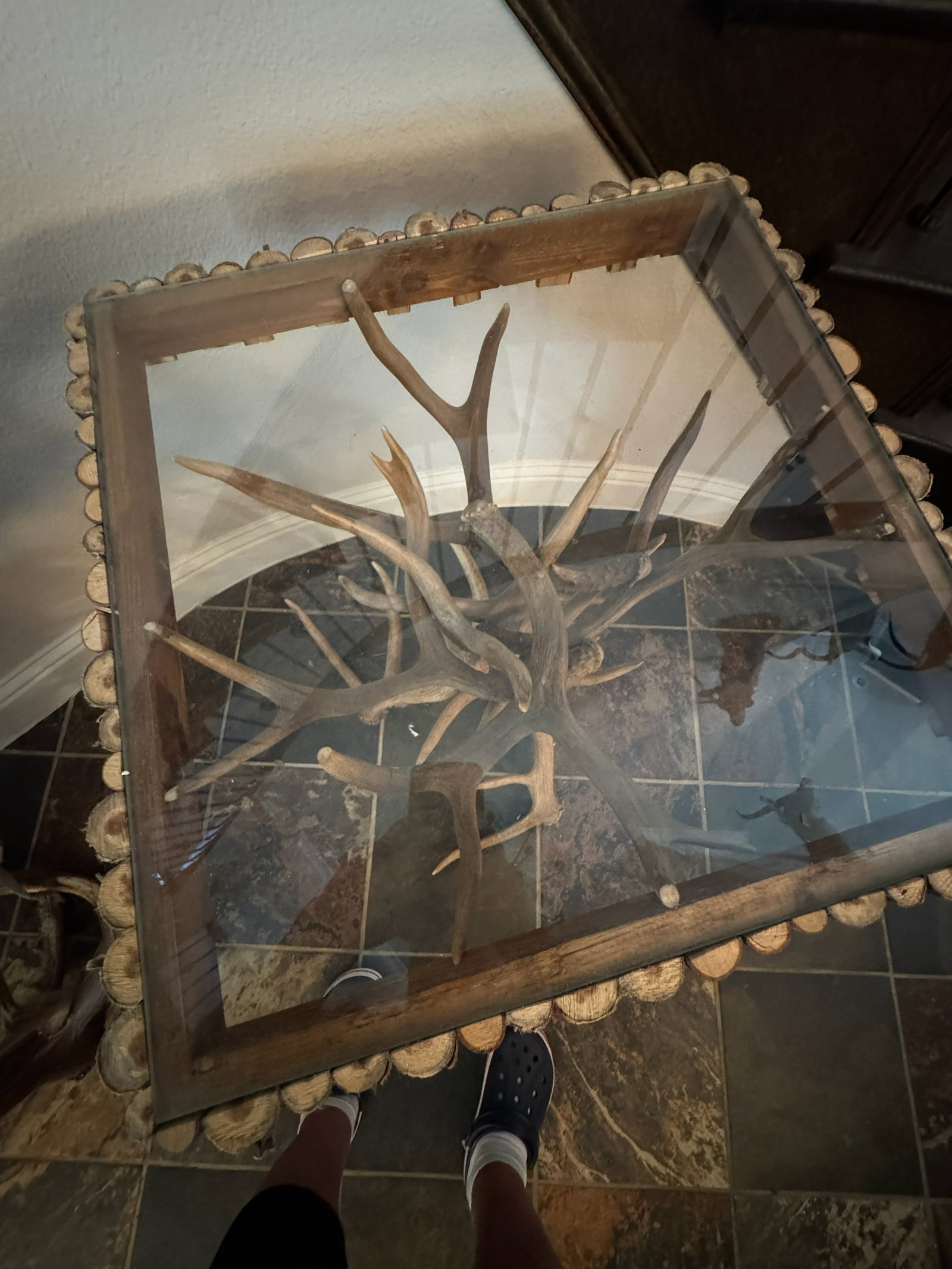 Rustic Elk / Deer Antler Base Side Table - 4