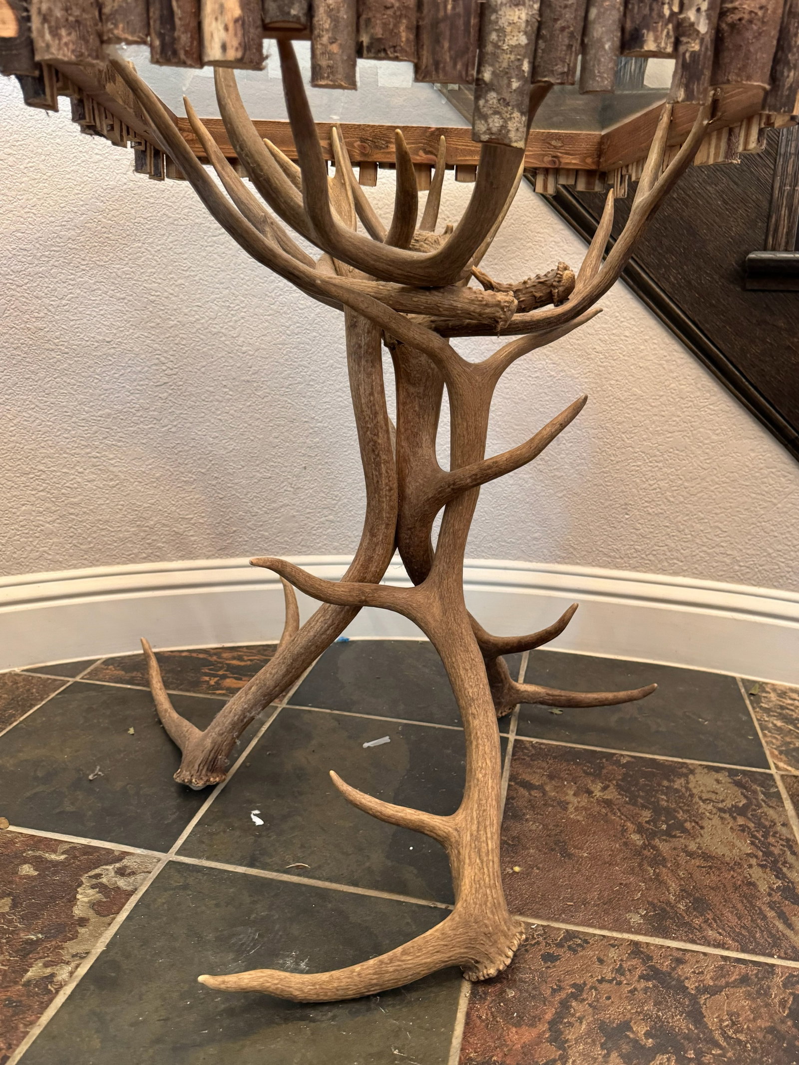 Rustic Elk / Deer Antler Base Side Table - 6