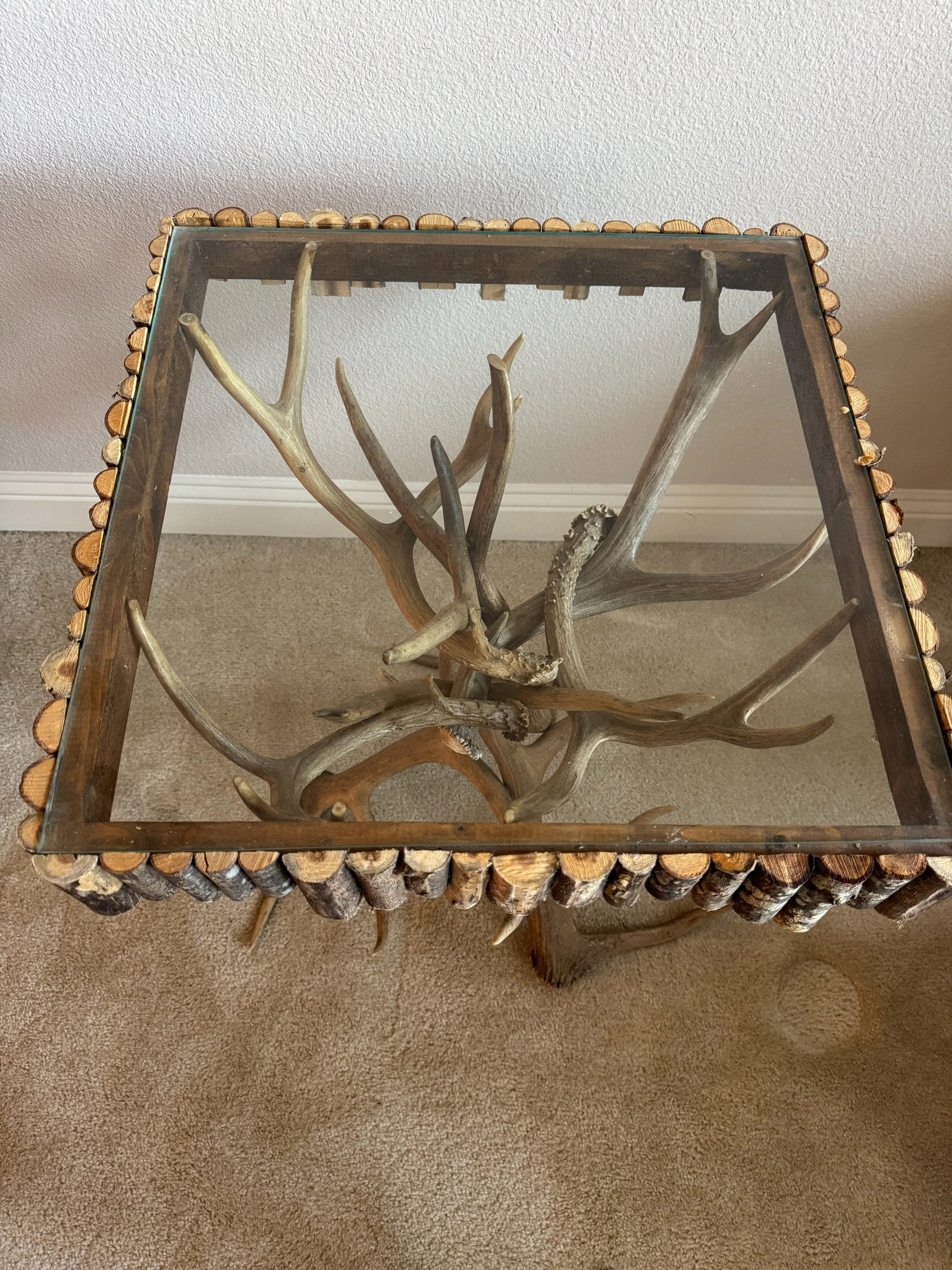 Rustic Real Antler Base Square Side Table (1 of 5)