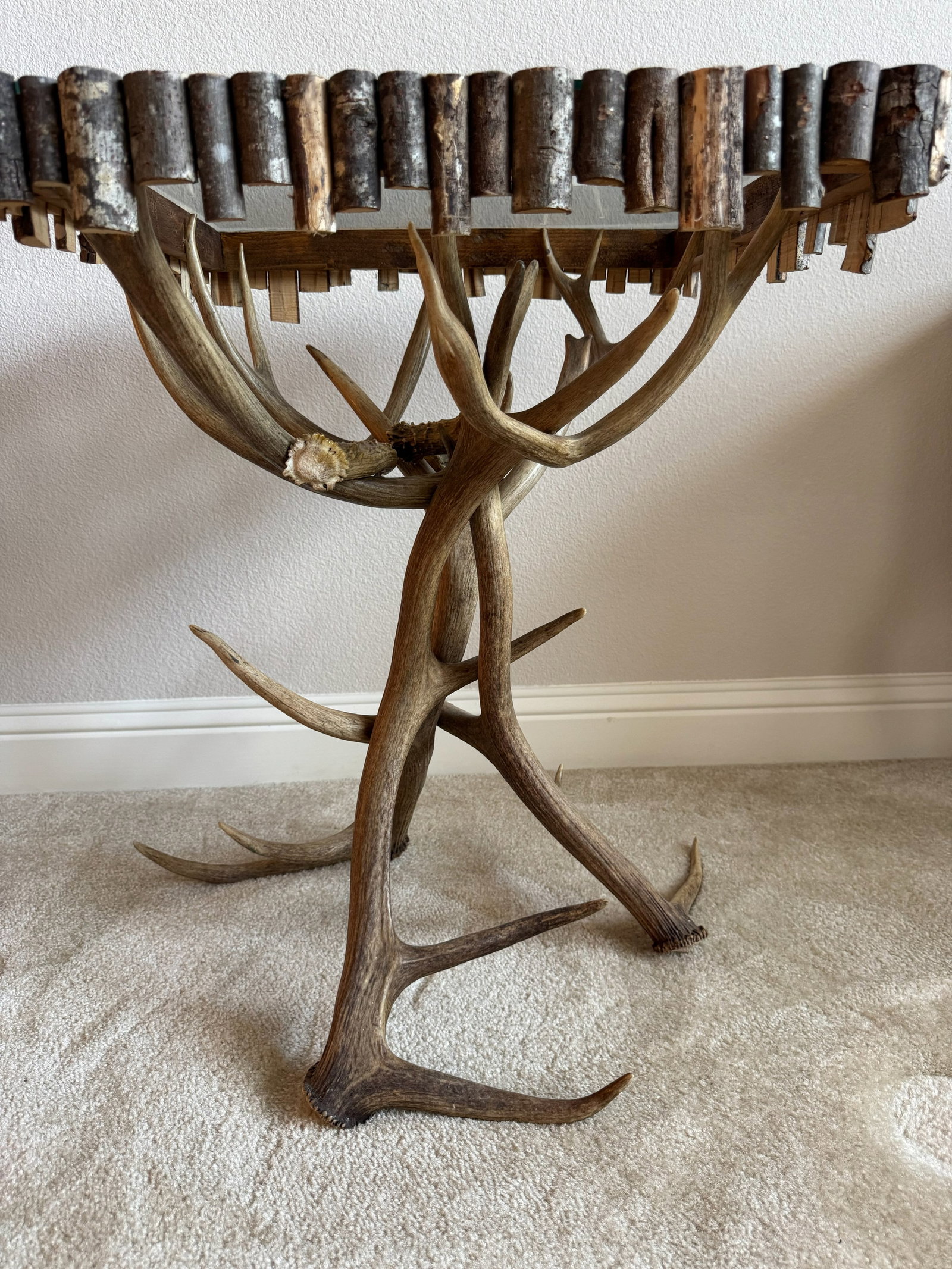 Rustic Real Antler Base Square Side Table - 4