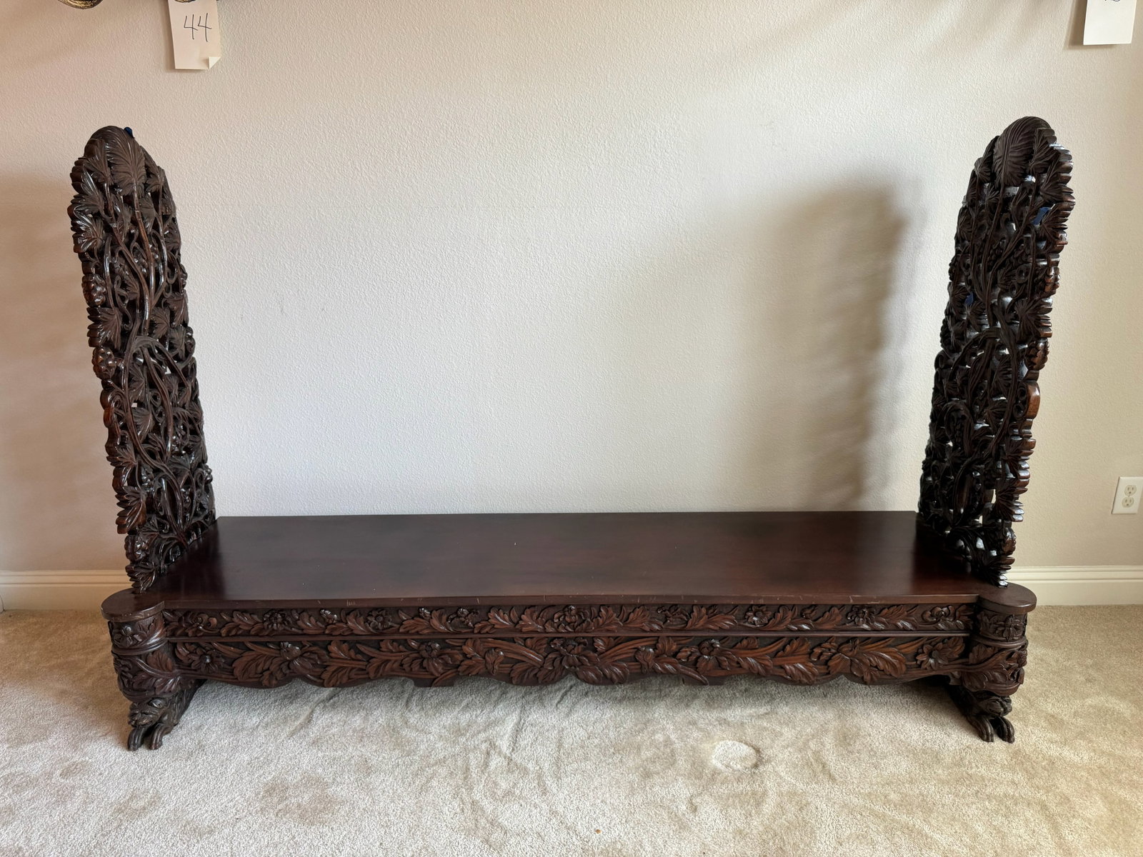 Hand-Carved Solid hardwood Low Daybed Bench (1 of 11)