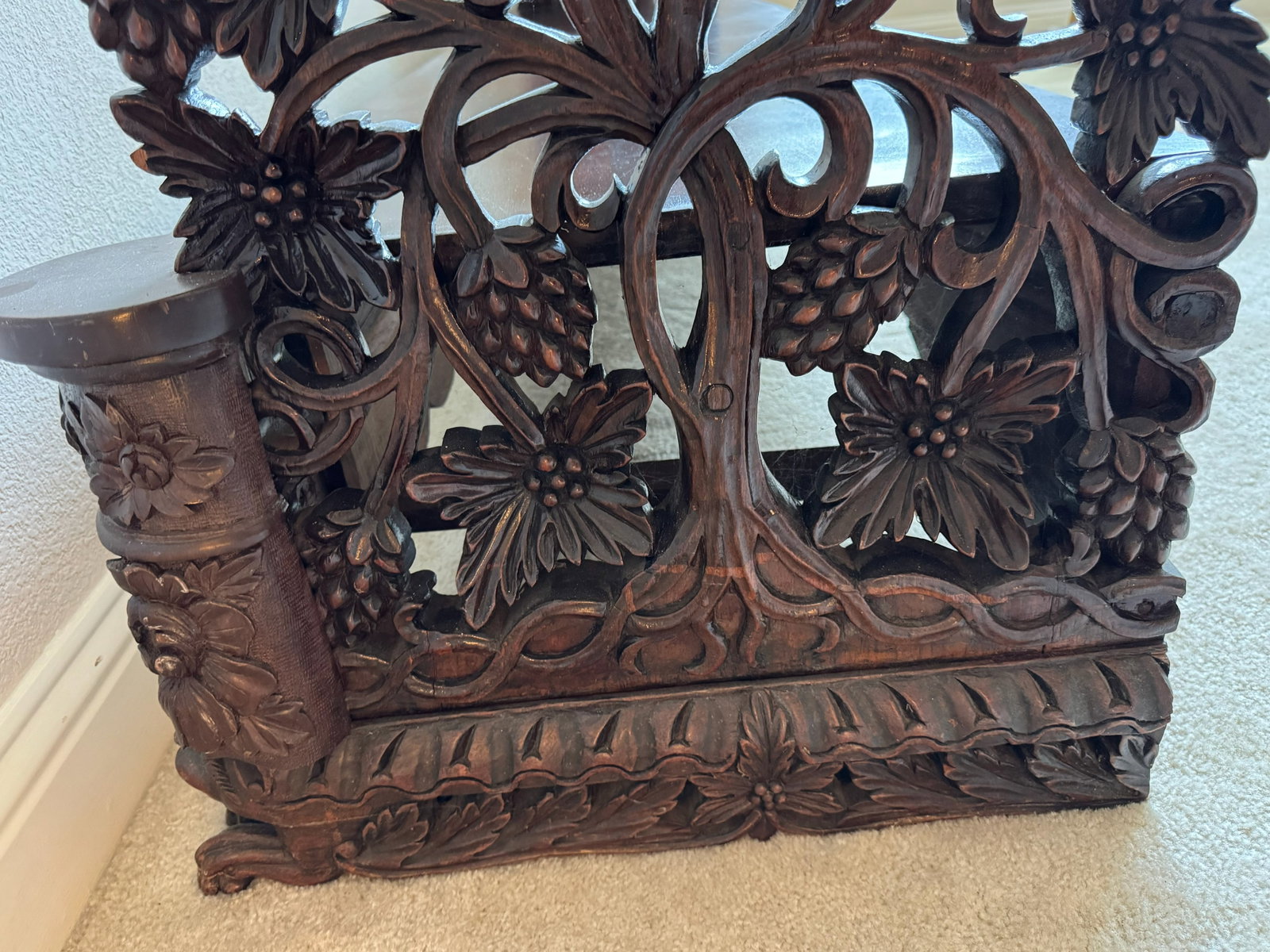 Hand-Carved Solid hardwood Low Daybed Bench - 7