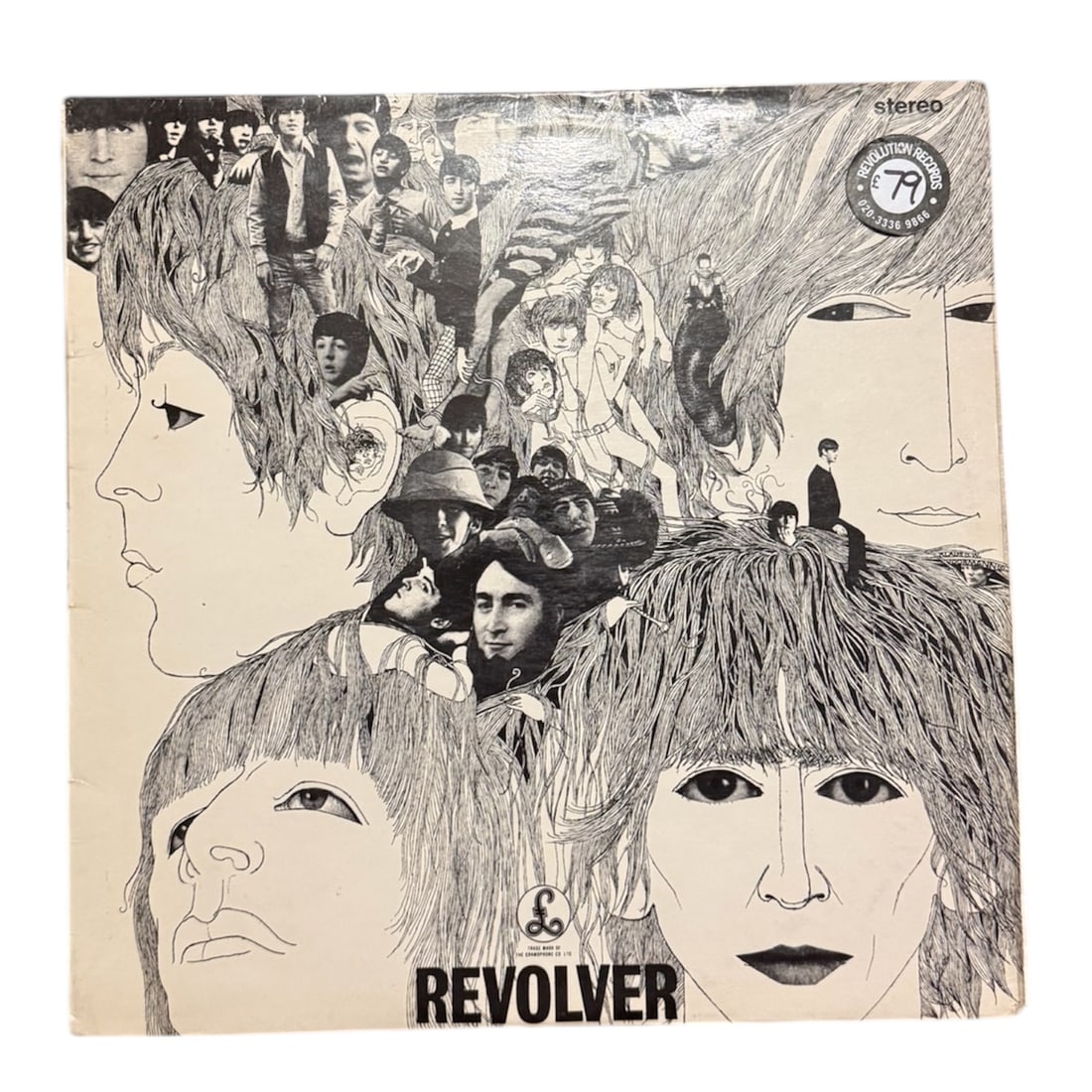 The Beatles - Revolver LP (Gold Pressing): The Beatles - Revolver LP (1966)- Gold Pressing- Revolution Records sticker on album sleeve-- Priced in PoundsHeight 12.375 x Width 12.375 x Depth 0.0625 in inches.
